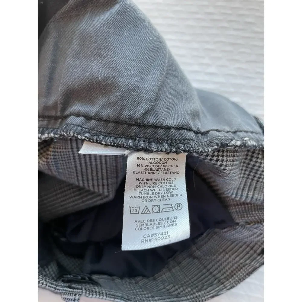 Loft Trouser Pants Work Office High Waist Skinny Plaid Comfort Size 8 Stretch